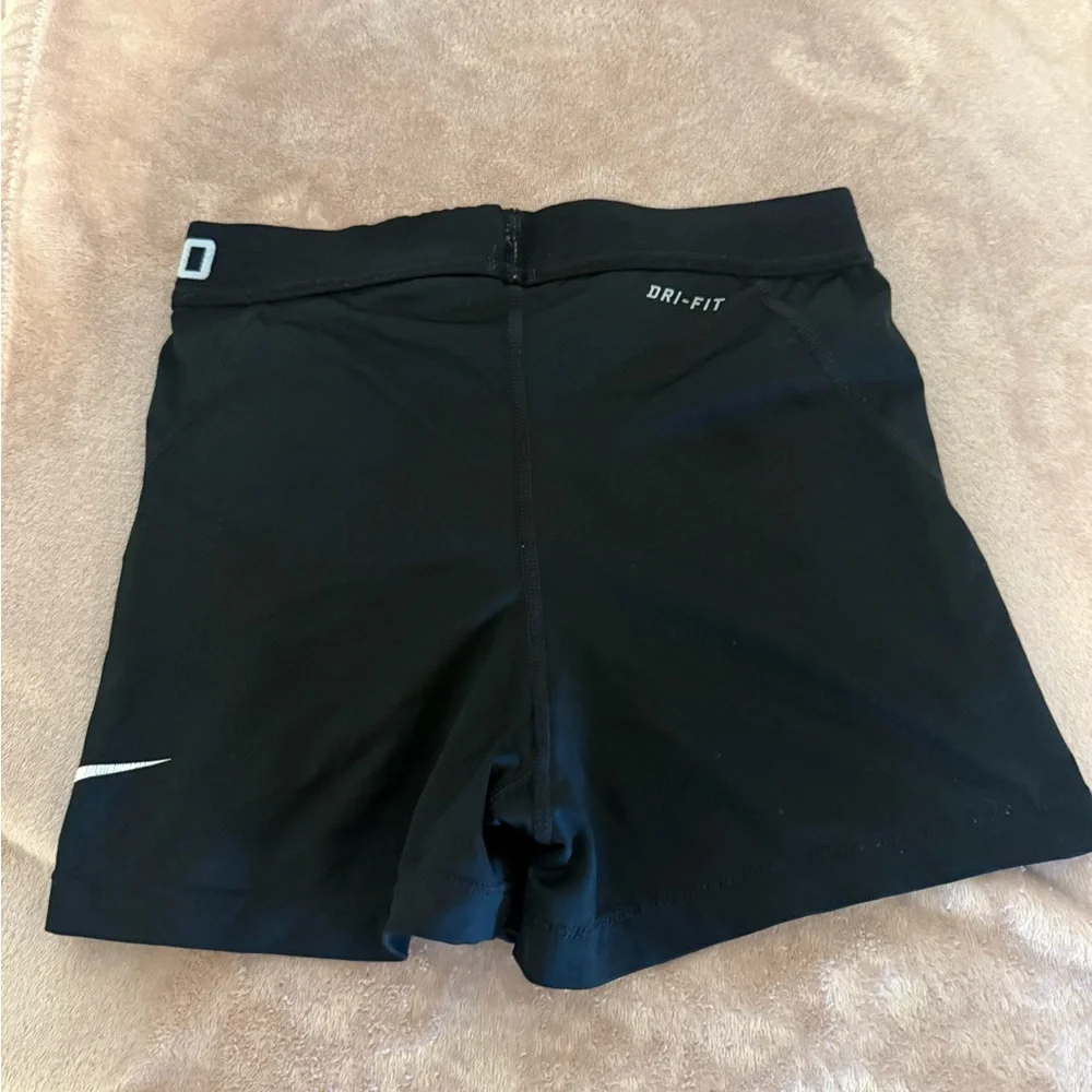 Nike Women's Black Athletic Compression Shorts with White Swoosh